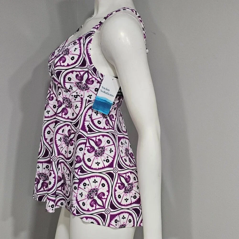 Swim Solutions Tiletale V-Neck Tankini Top - Picture 3 of 9